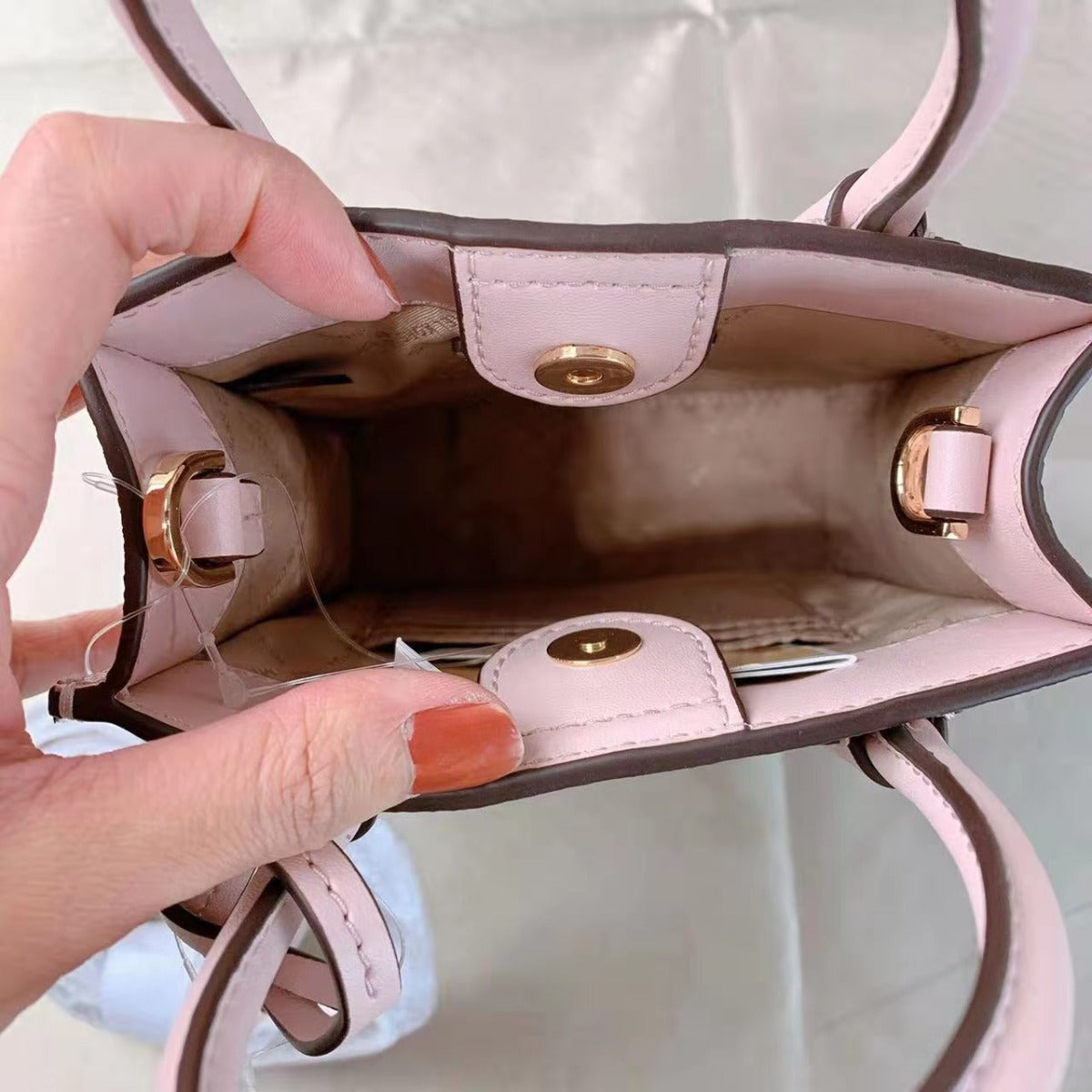 Michael Kors Mercer Extra-Small Logo and Leather Crossbody Bag In Powder Blush Multi Michael Kors Mercer Extra-Small Logo and Leather Crossbody Bag In Powder Blush Multi